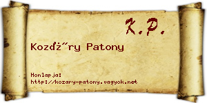 Kozáry Patony névjegykártya